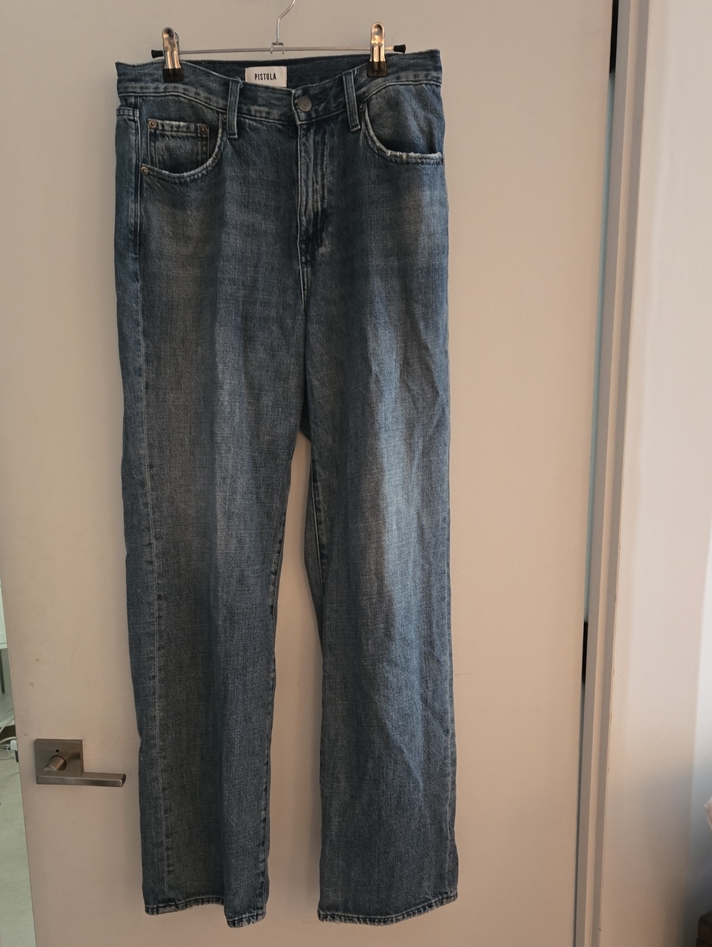 Pistola Bobbie Mid Rise Loose Straight Jeans 27 Marne Medium Blue Wash Denim - Picture 2 of 13